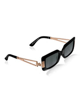 Celebrity Black Plastic and Metal Frame With Black UV Protected Lens Browline Sunglasses for Unisex_LH067-BK
