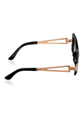 Celebrity Black Plastic and Metal Frame With Black UV Protected Lens Browline Sunglasses for Unisex_LH067-BK