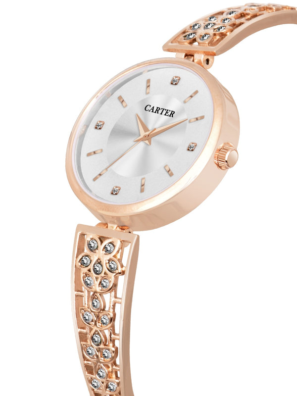Sandy D Carter Metal White Analogue Round Watches for Women_Sandy D Carter-222-WH