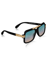 Celebrity Black Plastic and Metal Frame With Green UV Protected Lens Browline Sunglasses for Unisex_LH121-BK