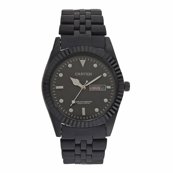 Sandy D Carter Metal Black Analogue Round Watches for Men_SDC24-47-BK-BK