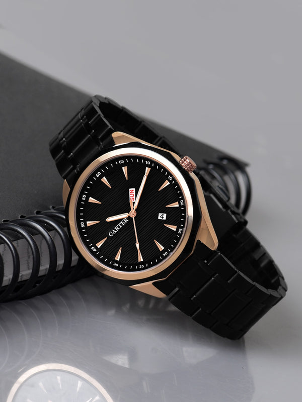 Sandy D Carter Metal Black Analogue Round Watches for Men_Sandy D Carter-168-BK