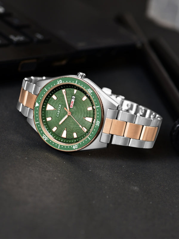 Sandy D Carter Metal Green Analogue Round Watches for Men_Sandy D Carter-174-GR