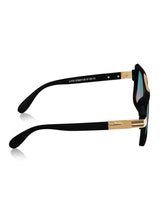 Celebrity Black Plastic and Metal Frame With Green UV Protected Lens Browline Sunglasses for Unisex_LH121-BK