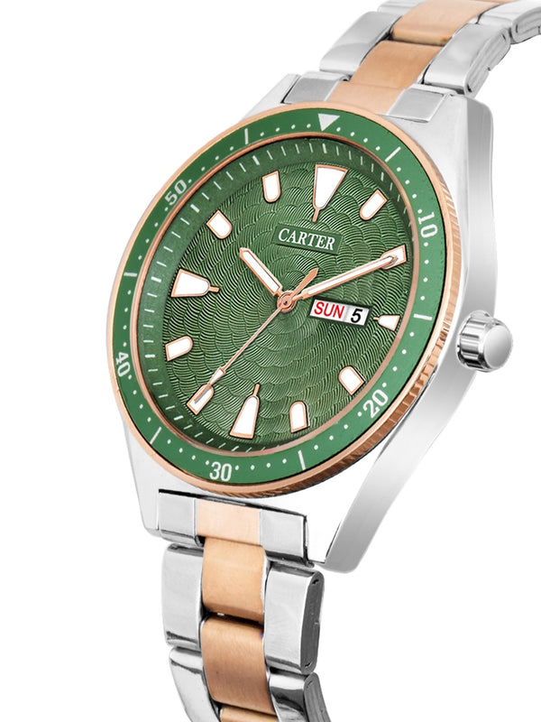 Sandy D Carter Metal Green Analogue Round Watches for Men_Sandy D Carter-174-GR