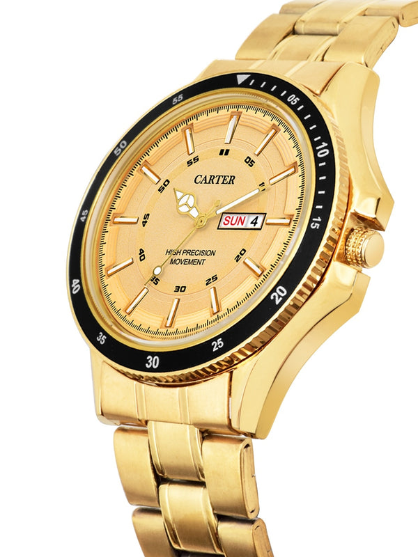 Sandy D Carter Metal Gold Analogue Round Watches for Men_Sandy D Carter-187-GD