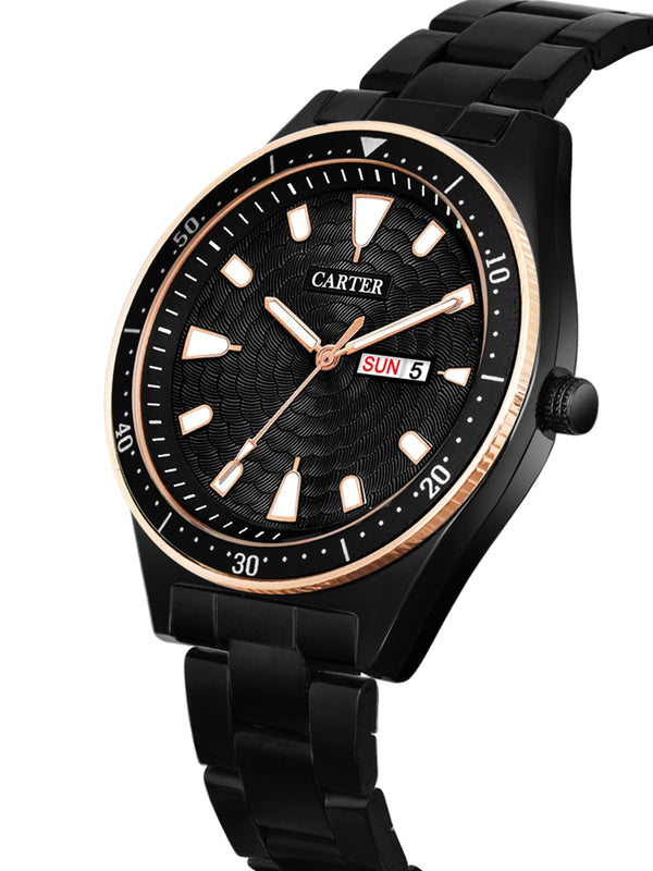 Sandy D Carter Metal Black Analogue Round Watches for Men_Sandy D Carter-178-BK