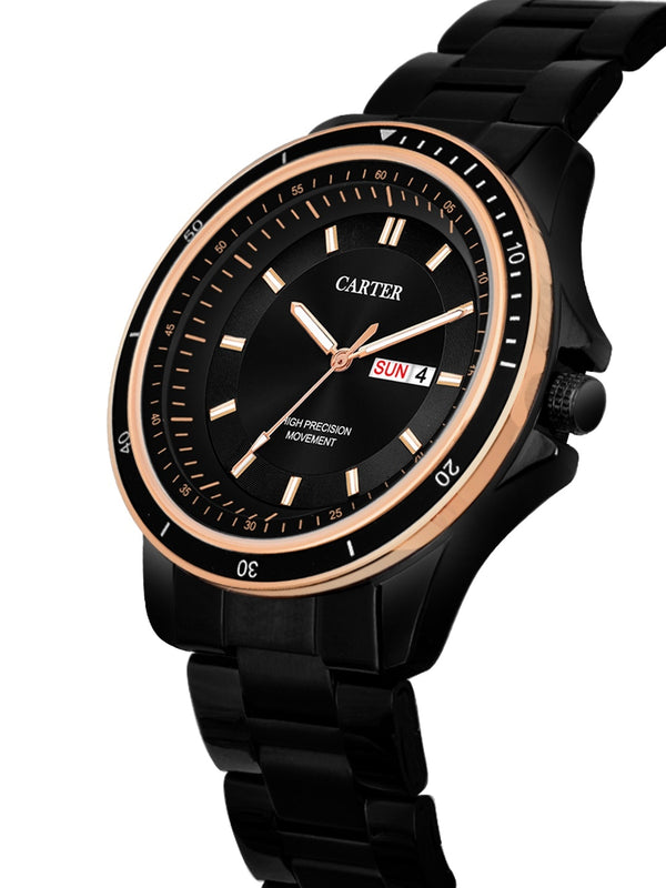Sandy D Carter Metal Black Analogue Round Watches for Men_Sandy D Carter-173-BK