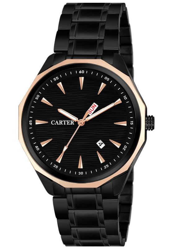 Sandy D Carter Metal Black Analogue Round Watches for Men_Sandy D Carter-169-BK