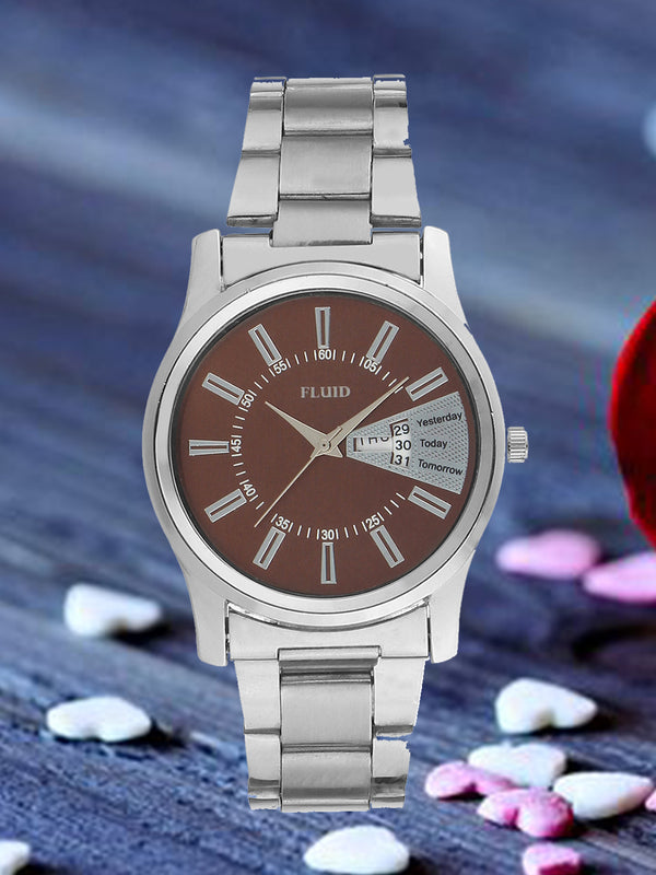 Fluid  Brown Round Stainless Steel Analog Watches for Women FLWatch24-758L-BR01
