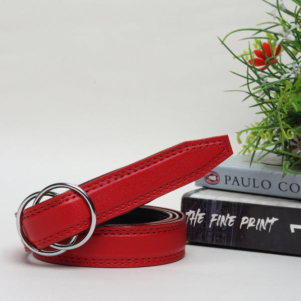 Sandy D Carter Women Red Synthetic Leather Waist Belt for Jeans & Formal Paint SDC-22-548-RD
