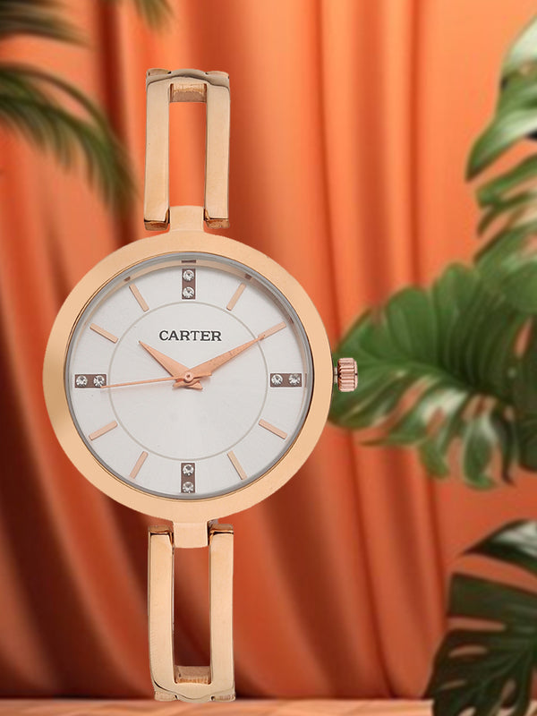 Sandy D Carter Metal Rose Gold Analogue Round Watches for Women_Sandy D Carter-110-RG