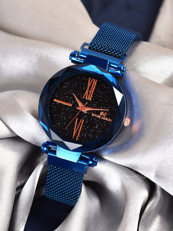 Fluid Blue Stylish Analog Magntic Strap Watch For Women SDWatch24-CH-912-BL