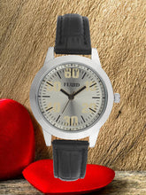Fluid  Silver Round Leather Strap Analog Watches for Women FLWatch24-744L-SL01
