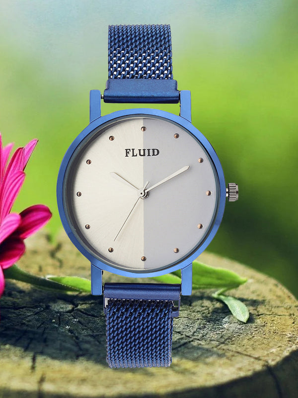 Fluid  Blue Round Allow Strap Analog Watches for Women FLWatch24-Mag-BL-07