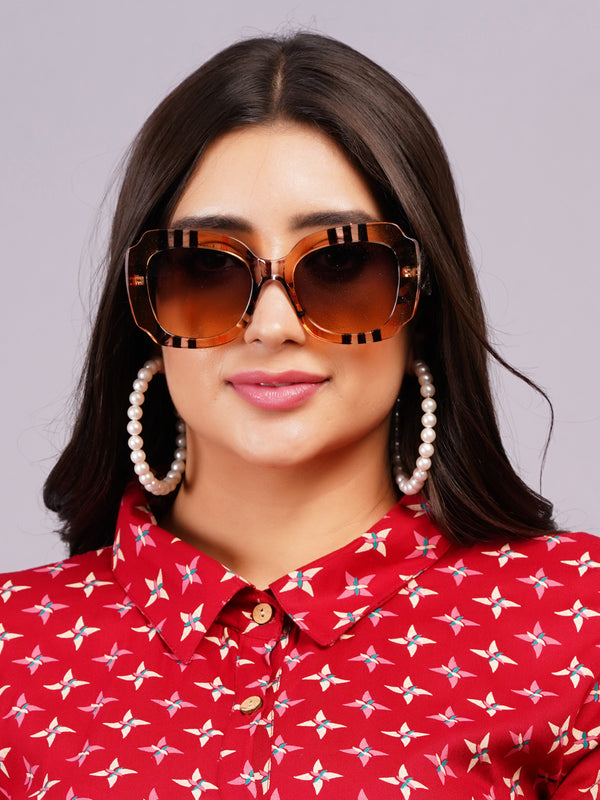 Celebrity Full Rim Brown Plastic Frame With Brown UV Protected Lens Other Sunglasses for Women_9278-5