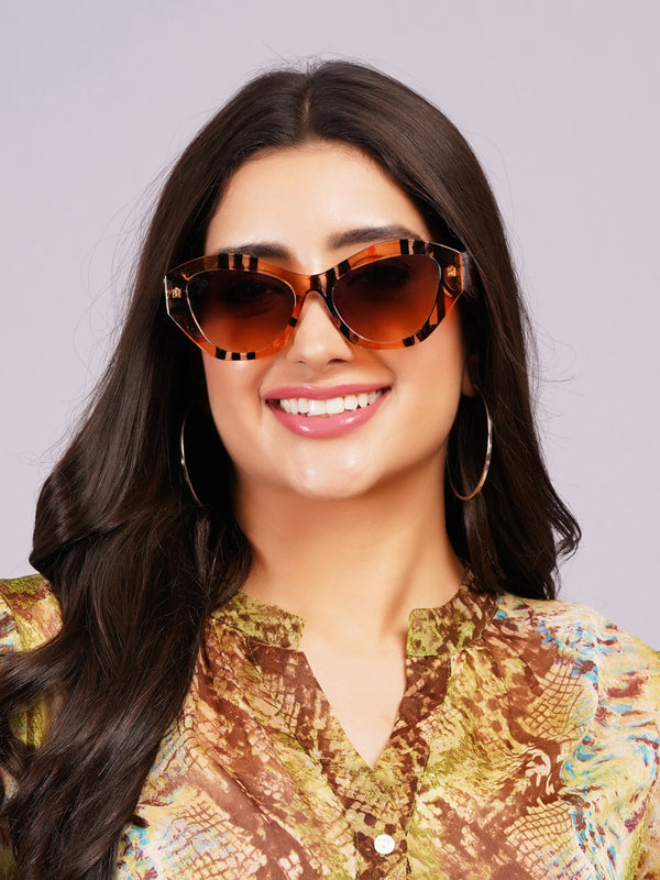 Celebrity Full Rim Brown Plastic Frame With Brown UV Protected Lens Other Sunglasses for Women_9279-5