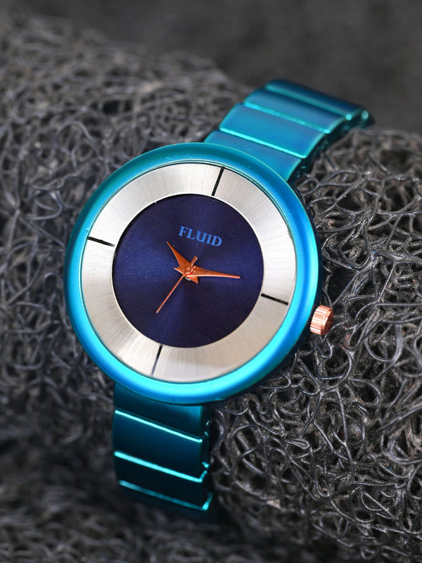 Fluid  Blue Round Metal Strap Analog Watches for Women FLWatch23-004-BL01