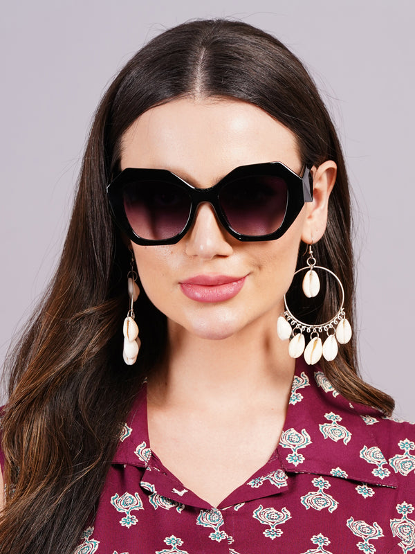 Celebrity Full Rim Black Plastic Frame With Black UV Protected Lens Other Sunglasses for Women_9275-1