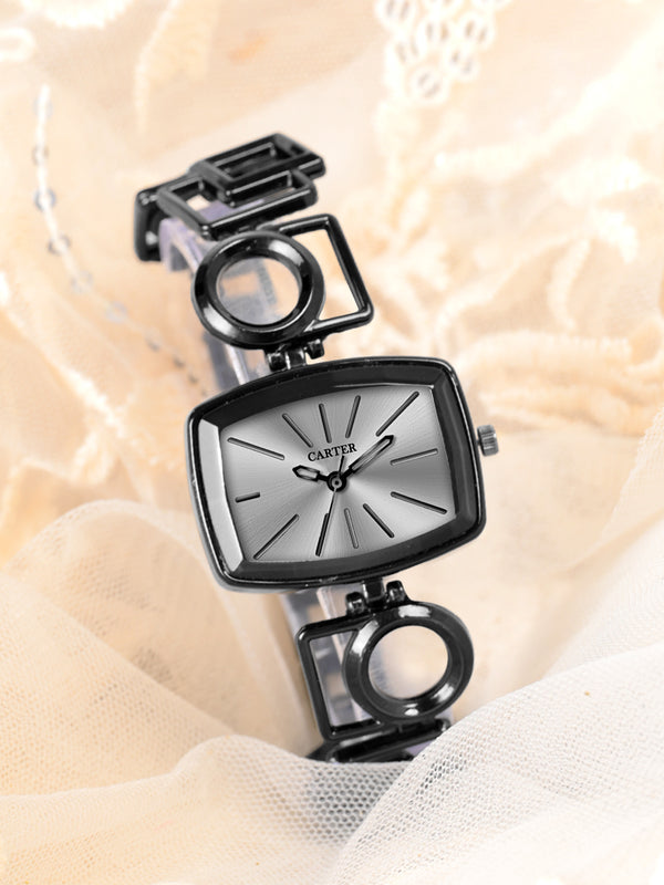 Sandy D Carter Metal Black Analogue Rectangular Watches for Women_Sandy D Carter-136-BK