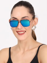 Celebrity Full Rim Black Metal Frame With Blue UV Protected Lens Squire Sunglasses for Men & Women_7603607
