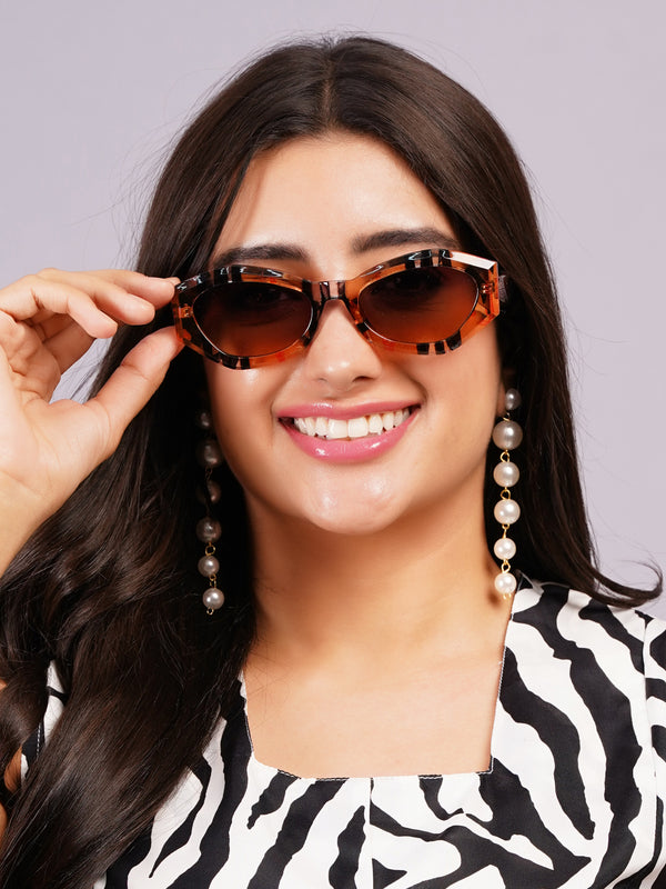Celebrity Full Rim Brown Plastic Frame With Brown UV Protected Lens Other Sunglasses for Women_9273-5