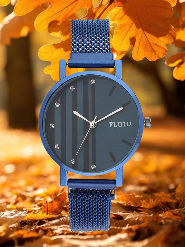 Fluid  Blue Round Allow Strap Analog Watches for Women FLWatch24-Mag-BL-01