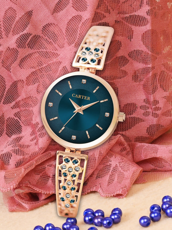 Sandy D Carter Metal Blue Analogue Round Watches for Women_Sandy D Carter-224-BL