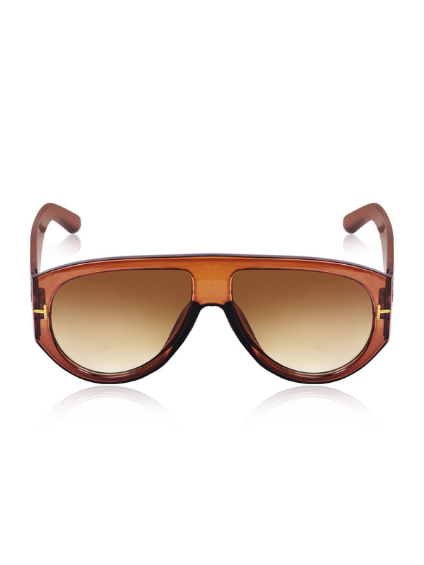 Celebrity Brown Oversized Plastic Sunglasses For Women CLSN25-V696-02