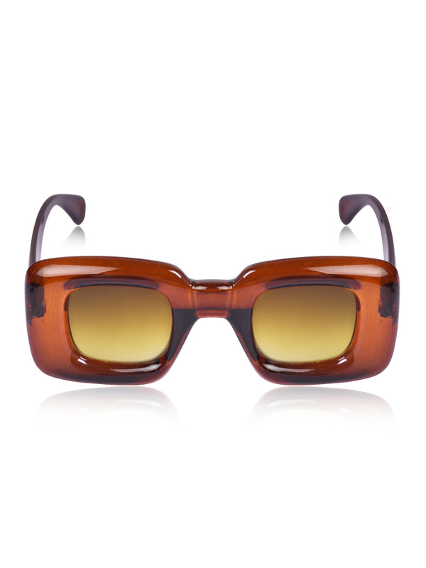 Celebrity Brown Retro-Square Plastic Sunglasses For Women CLSN25-86744-02