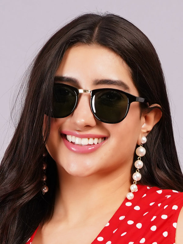 Celebrity Full Rim Black Plastic Frame With Green UV Protected Lens Other Sunglasses for Men & Women_82692-BK2