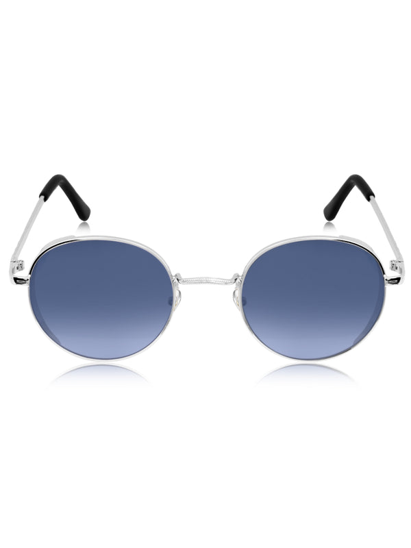 Celebrity Full Rim Blue Metal Frame With Blue UV Protected Lens Round Sunglasses for Women_3447-BL