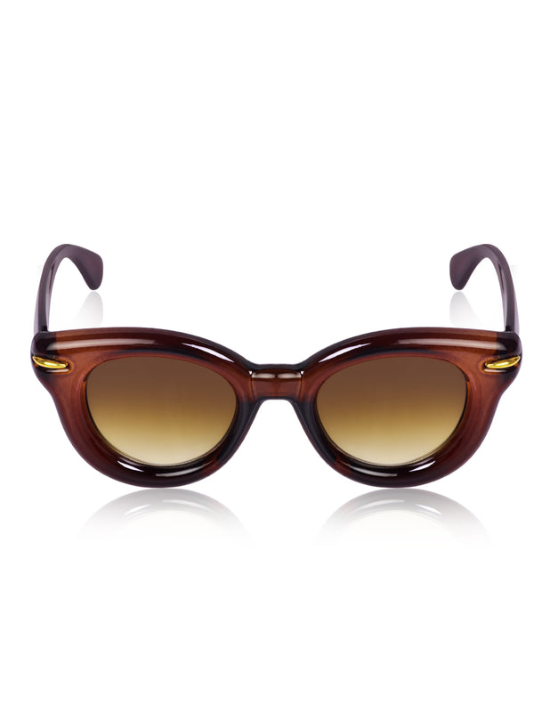 Celebrity Brown Oval Plastic Sunglasses For Women CLSN25-87017-02