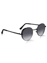 Celebrity Full Rim Black Metal Frame With Black UV Protected Lens Round Sunglasses for Women_3447-BK2