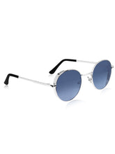 Celebrity Full Rim Blue Metal Frame With Blue UV Protected Lens Round Sunglasses for Women_3447-BL