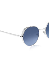 Celebrity Full Rim Blue Metal Frame With Blue UV Protected Lens Round Sunglasses for Women_3447-BL