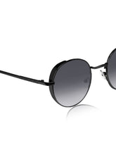 Celebrity Full Rim Black Metal Frame With Black UV Protected Lens Round Sunglasses for Women_3447-BK2
