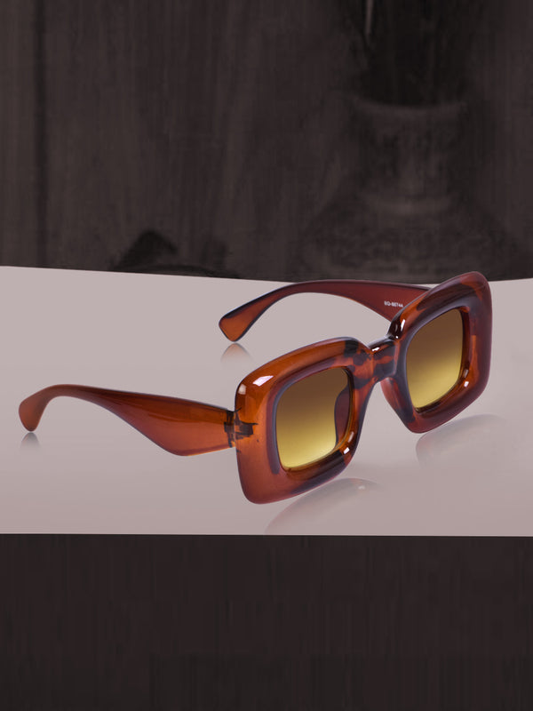 Celebrity Brown Retro-Square Plastic Sunglasses For Women CLSN25-86744-02