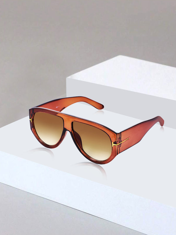 Celebrity Brown Oversized Plastic Sunglasses For Women CLSN25-V696-02