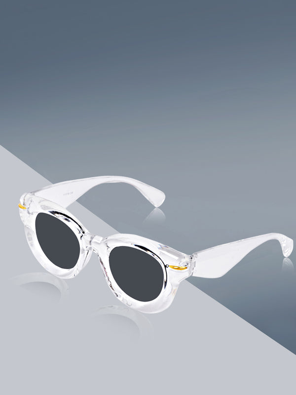 Celebrity White Oval Plastic Sunglasses For Women CLSN25-87017-03