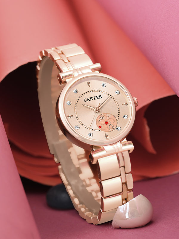 Sandy D Carter Metal Rose Gold Analogue Round Watches for Women_Sandy D Carter-125-RG