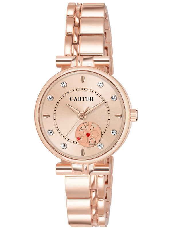 Sandy D Carter Metal Rose Gold Analogue Round Watches for Women_Sandy D Carter-125-RG