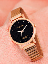 Sandy D Carter Metal Rose Gold Analogue Round Watches for Women_SDC24-76-RG-BK