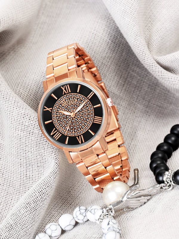 Sandy D Carter Metal Rose Gold Analogue Round Watches for Women_Sandy D Carter-156-BK
