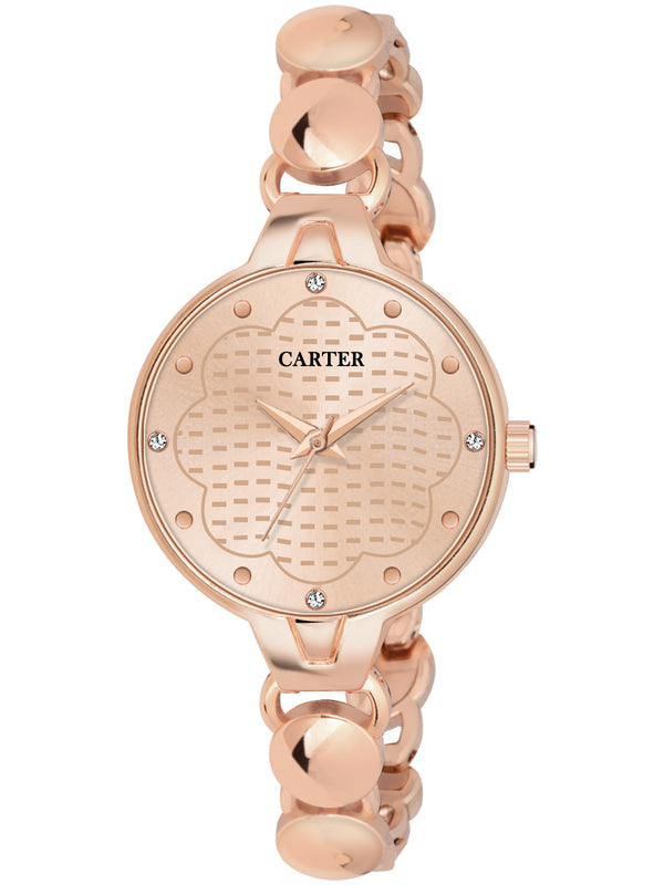 Sandy D Carter Metal Rose Gold Analogue Round Watches for Women_Sandy D Carter-119-RG
