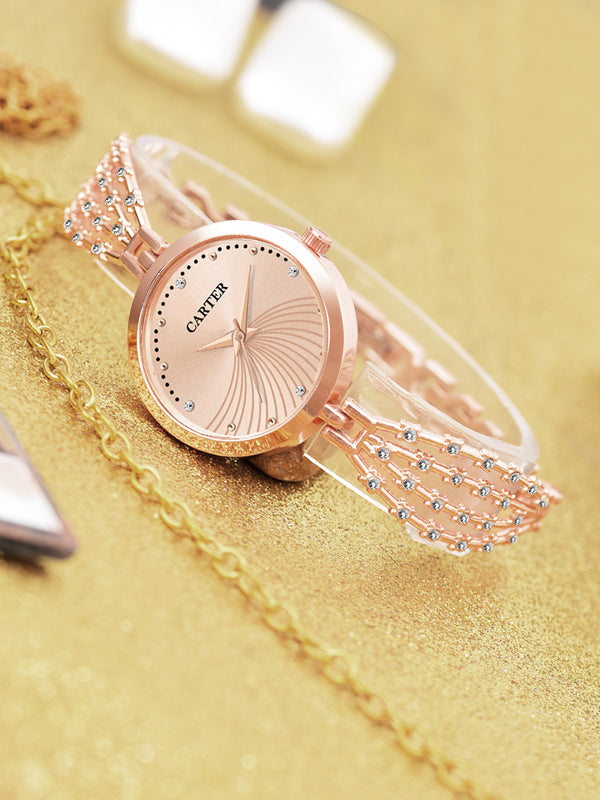 Sandy D Carter Metal Rose Gold Analogue Round Watches for Women_Sandy D Carter-121-RG