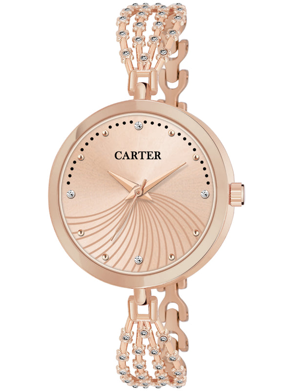 Sandy D Carter Metal Rose Gold Analogue Round Watches for Women_Sandy D Carter-121-RG