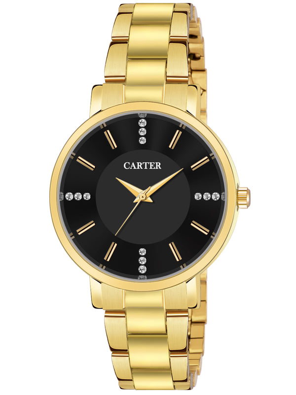 Sandy D Carter Metal Gold Analogue Round Watches for Women_Sandy D Carter-165-GD
