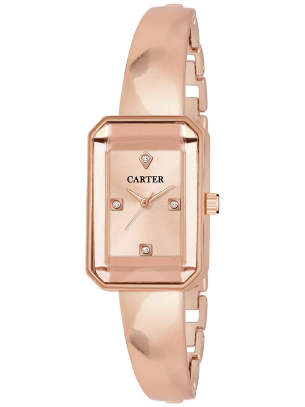 Sandy D Carter Metal Rose Gold Analogue Rectangular Watches for Women_Sandy D Carter-132-RG