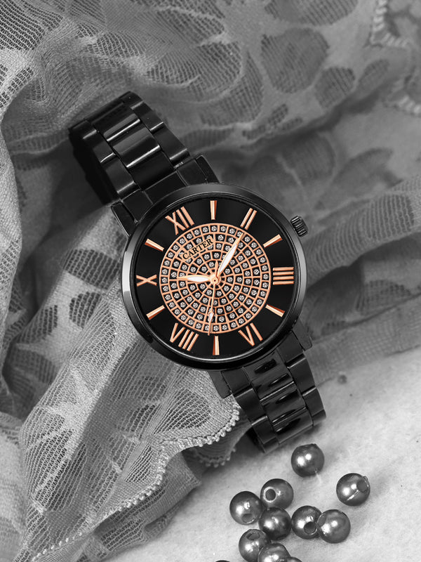 Sandy D Carter Metal Black Analogue Round Watches for Women_Sandy D Carter-161-BK